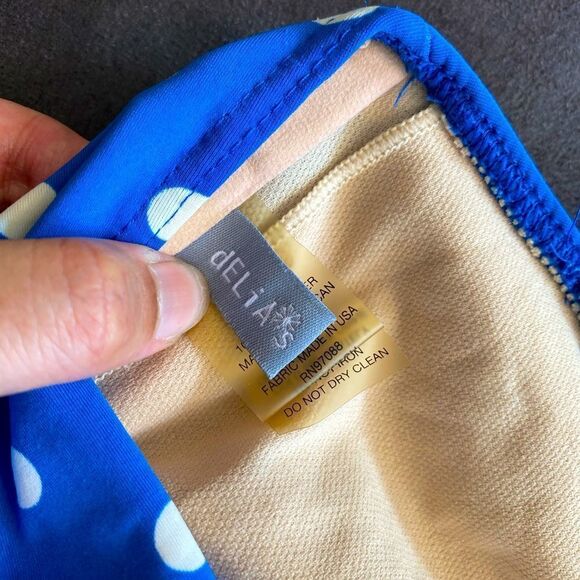 dELIA*S Blue Polka Dot Ruched Halter Tankini - Picture 6 of 7